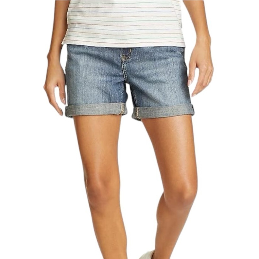 Eddie Bauer Boyfriend Cuffed Denim Shorts. Blue Size 16 #1296